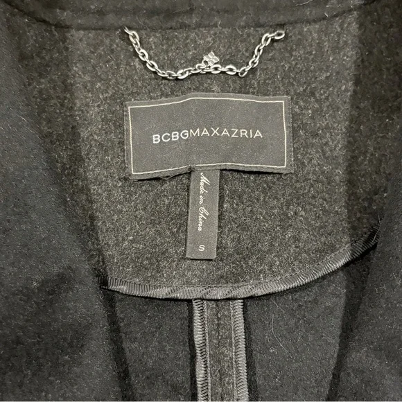 BCBG MAXAZRIA Scarlet Long Wool Wrap Black and Heather Grey Coat Women’s Small - Picture 4 of 4